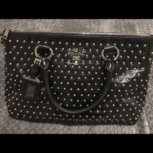 Prada Studded Patent Leather Satchel